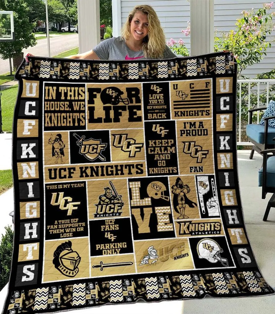 UCF Knights Gold Black 3D Full Printing Quilt V5