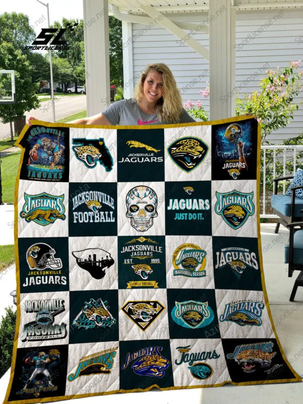 Jacksonville Jaguars Teal White 3D Full Printing Quilt