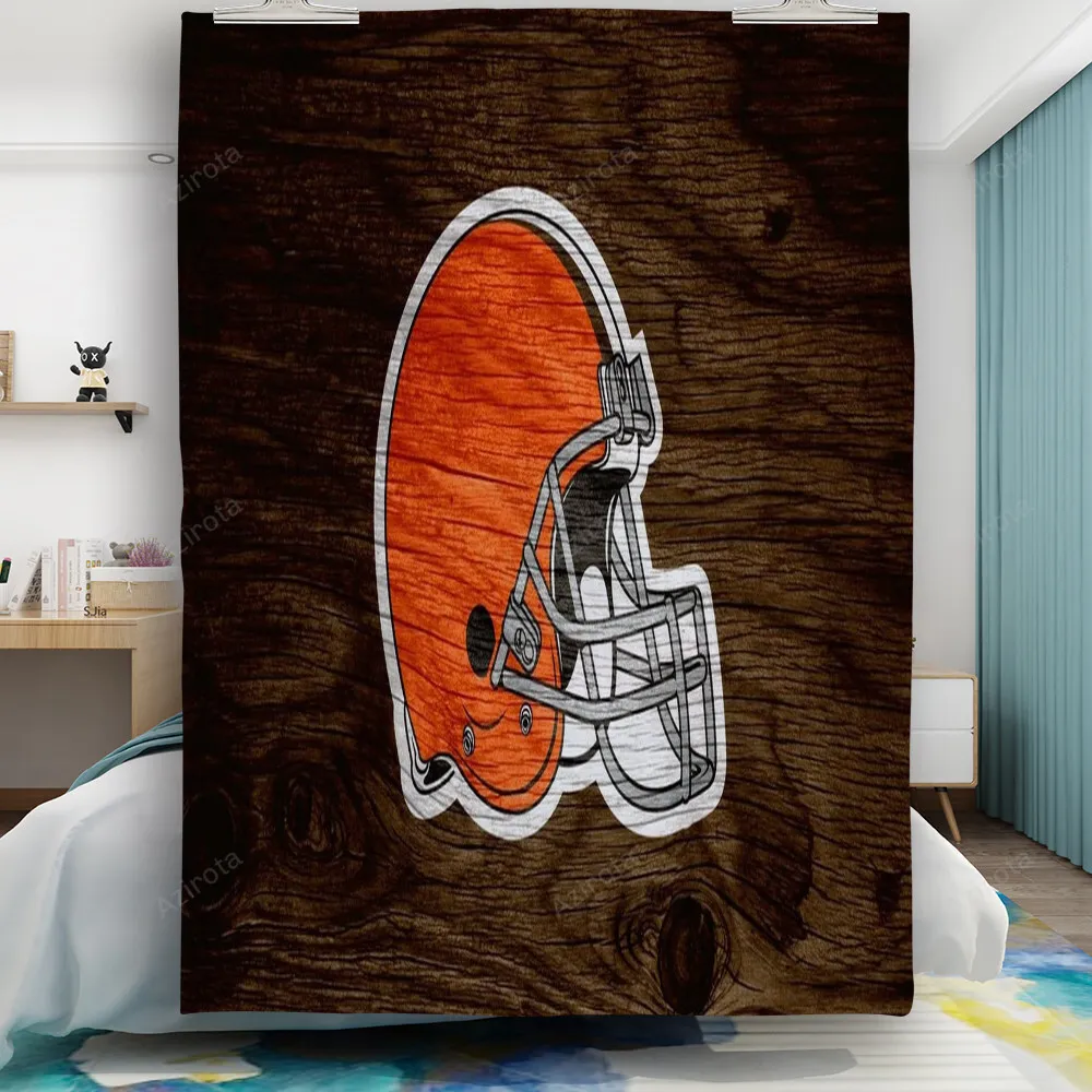 Cleveland Browns Logo Wooden Gift For Fan 3D Full Printing Quilt