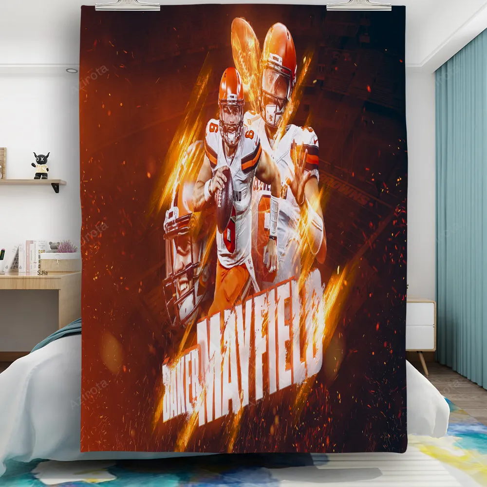 Cleveland Browns Baker Mayfield 06 Fire Gift For Fan 3D Full Printing Quilt