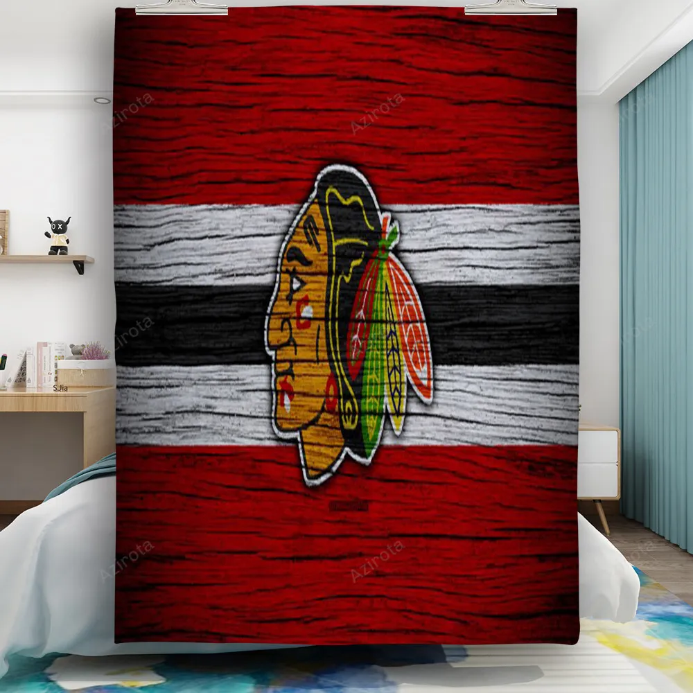 Chicago Blackhawks Emblem Wood2 Gift For Fan 3D Full Printing Quilt