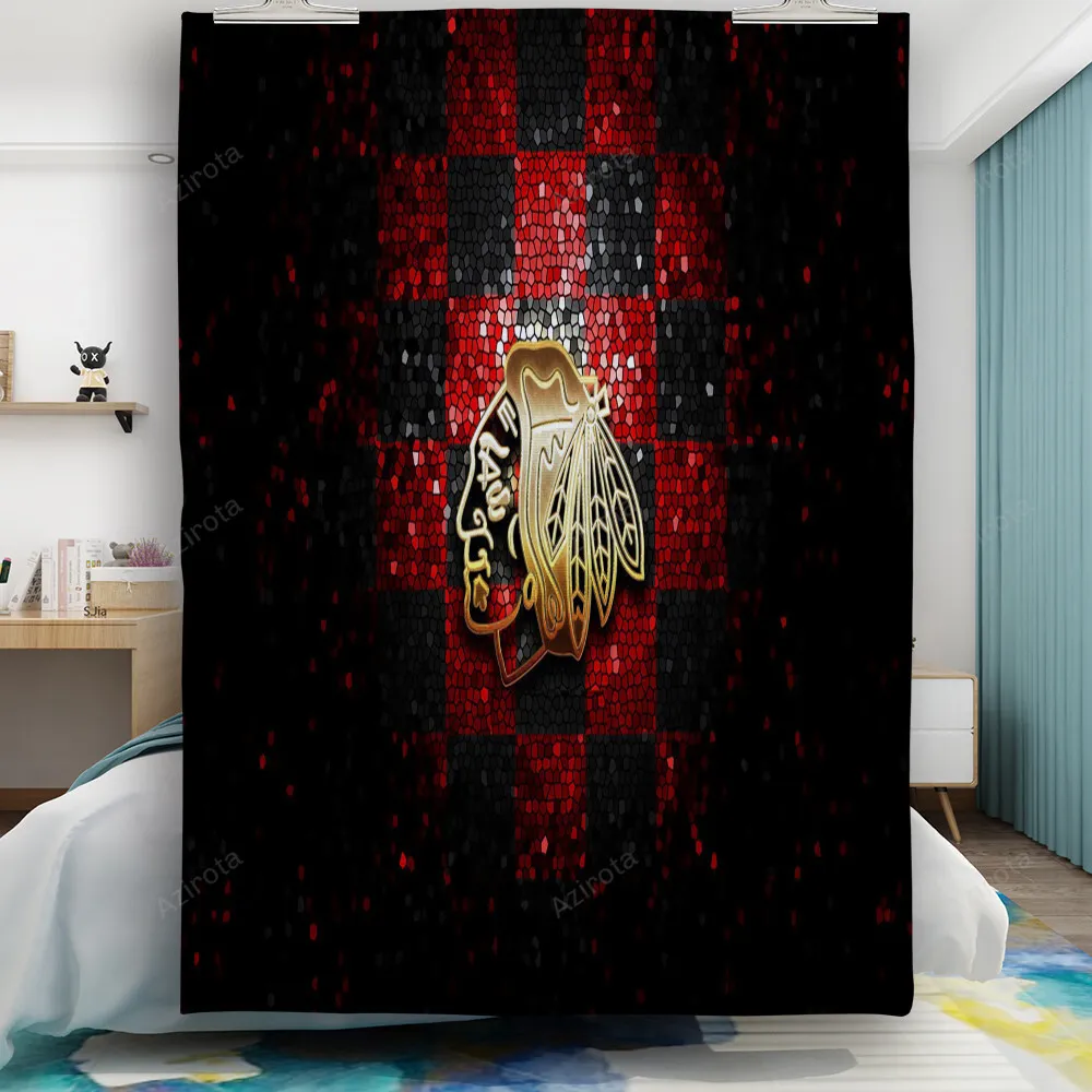 Chicago Blackhawks Emblem Texture Square Gift For Fan 3D Full Printing Quilt