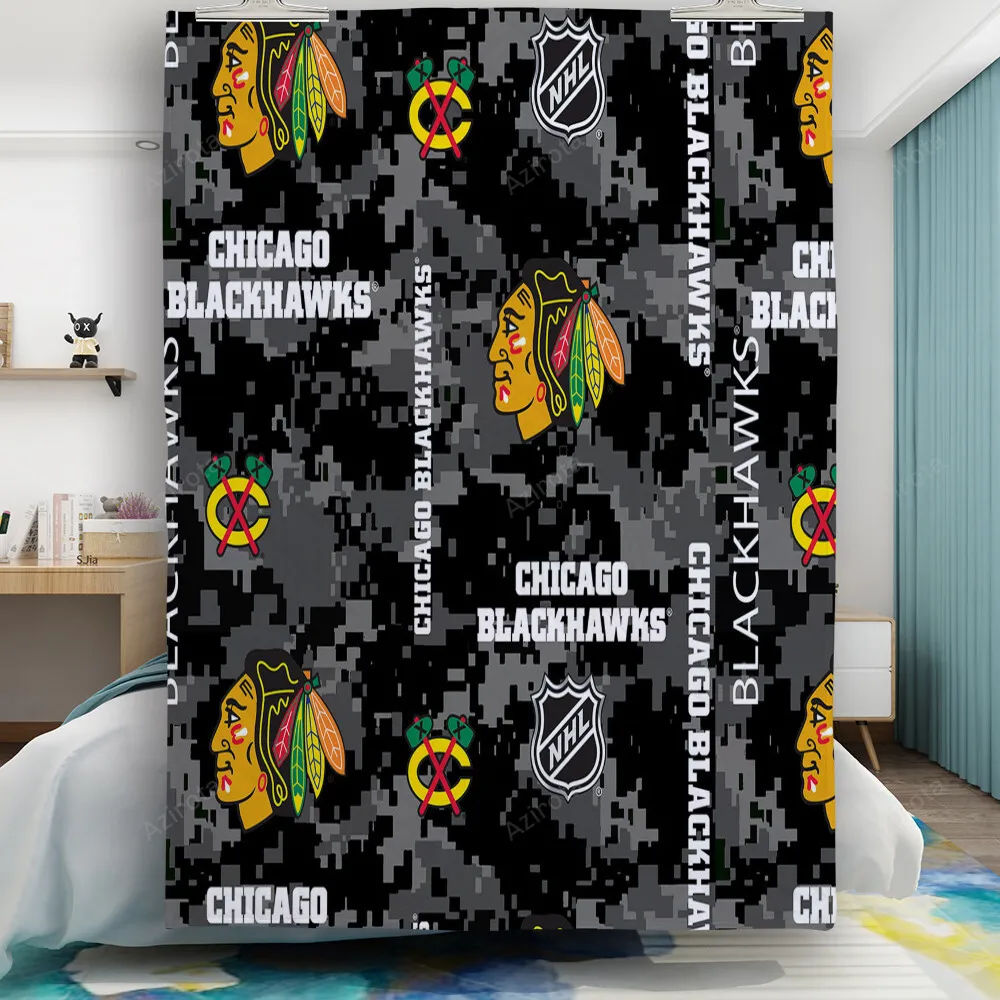 Chicago Blackhawks Emblem Camo Symbol Gift For Fan 3D Full Printing Quilt
