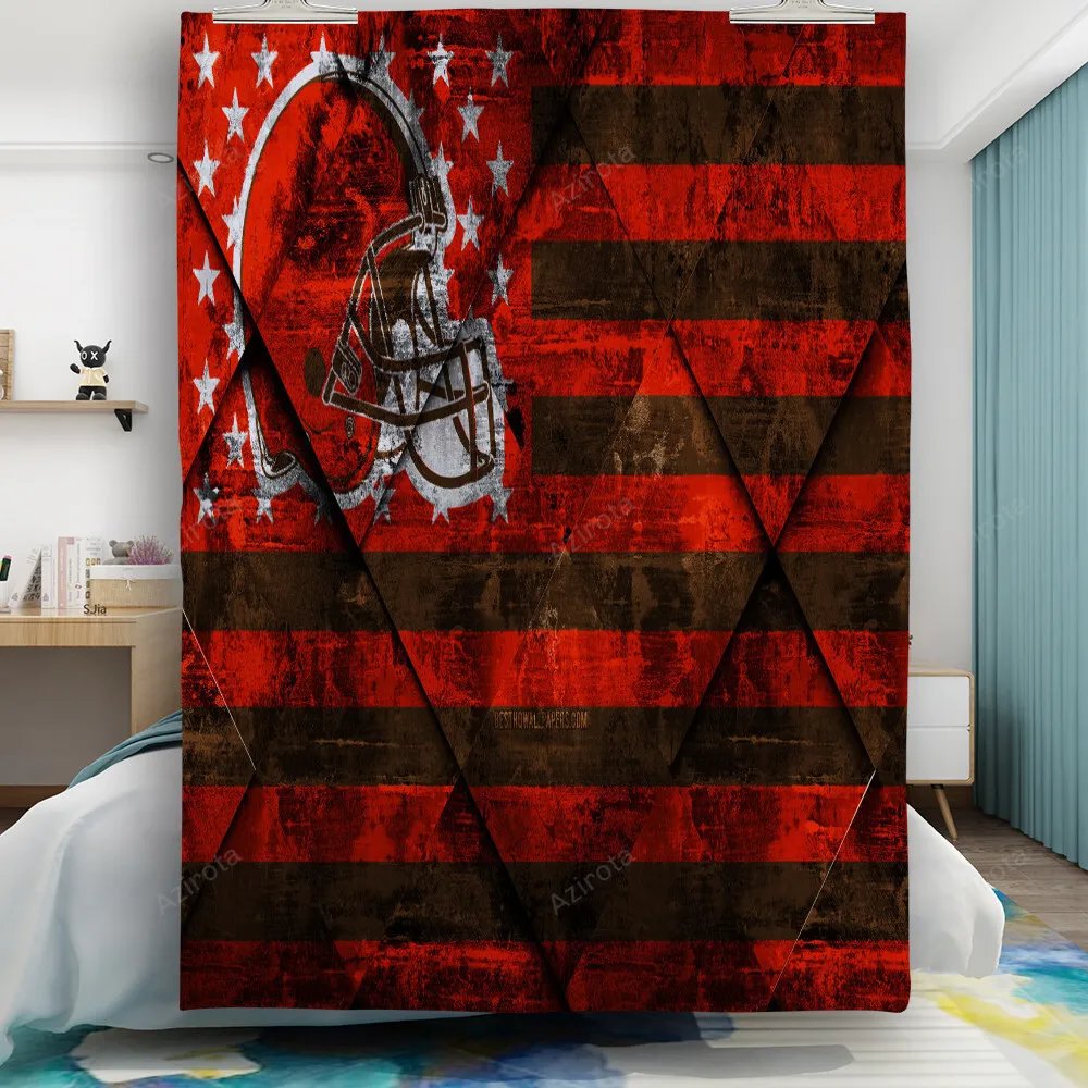 Cleveland Browns Logo v6 Gift For Fan 3D Full Printing Quilt