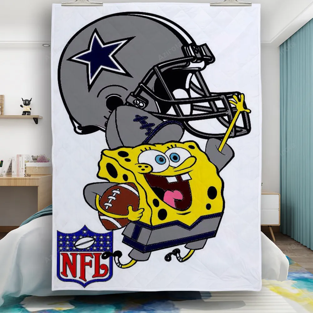 Dallas Cowboys Spongebob Jumping Gift For Fan 3D Full Printing Quilt