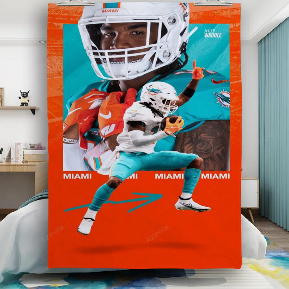 Miami Dolphins Jaylen Waddle2 Gift For Fan 3D Full Printing Quilt