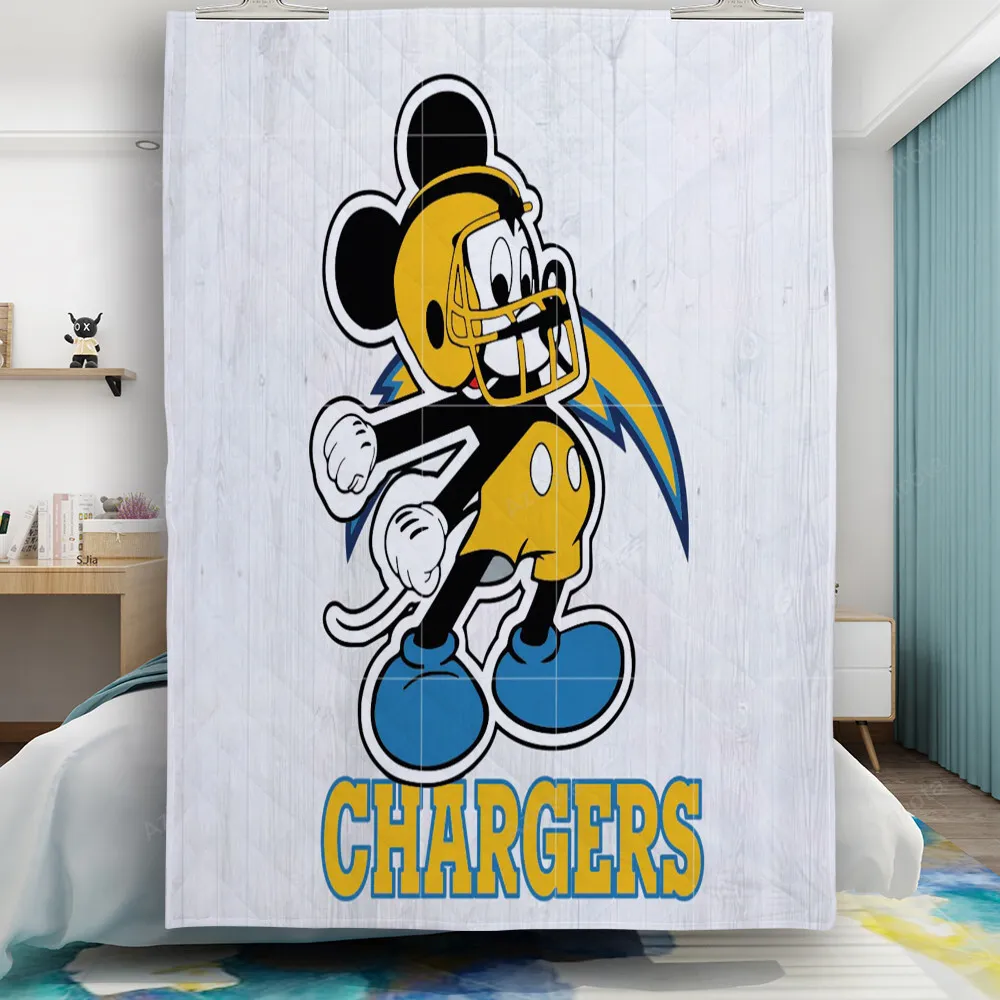 Los Angeles Chargers Mickey v46 Gift For Fan 3D Full Printing Quilt