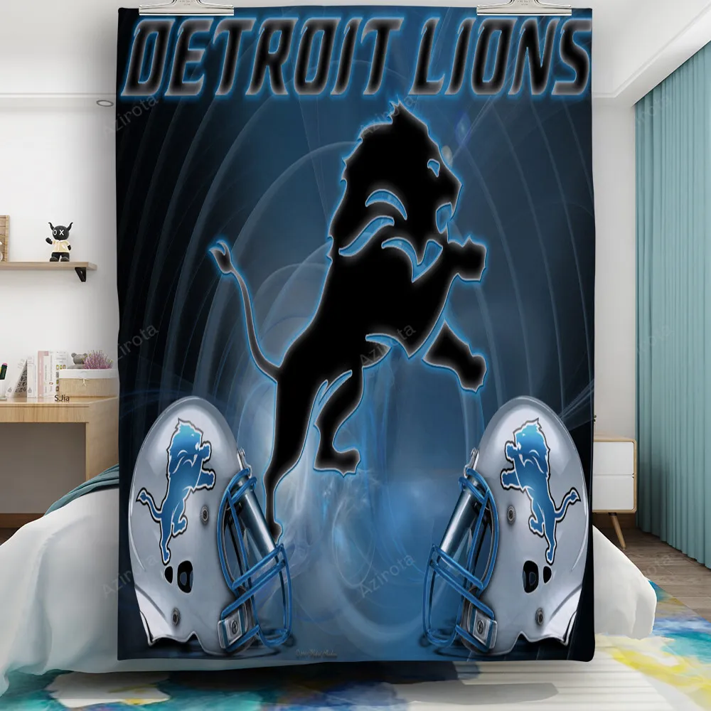 Detroit Lions Emblem Helmet v6 Gift For Fan 3D Full Printing Quilt