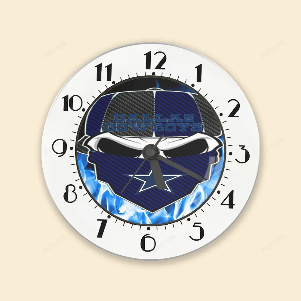 Dallas Cowboys Skull Wearing Mask Fire Alarm Clock