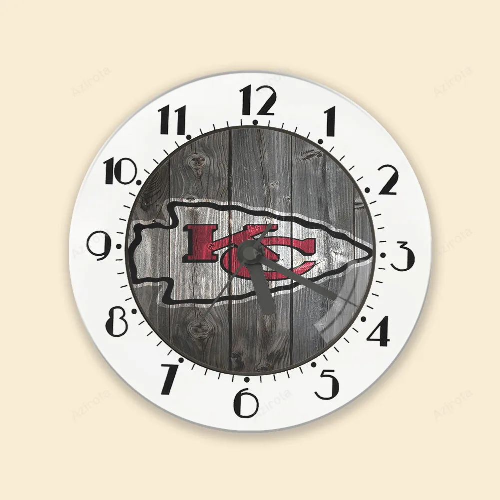 Kansas City Chiefs Wooden Texture Alarm Clock