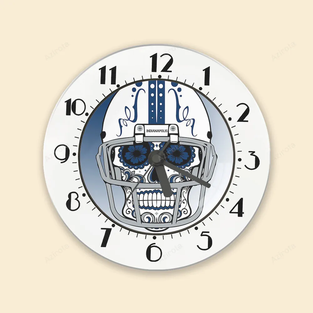 Indianapolis Colts Skull Wearing Helmet Blue White Alarm Clock