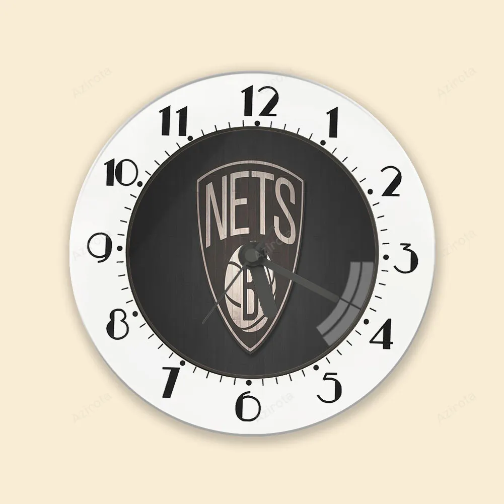 Brooklyn Nets Black Wood1 Alarm Clock