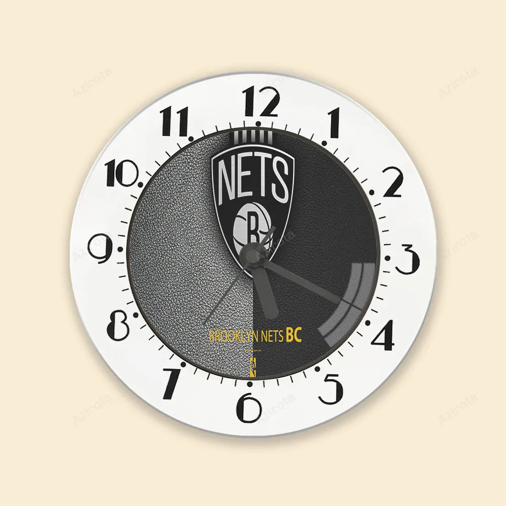 Brooklyn Nets Ball Black Leather Alarm Clock