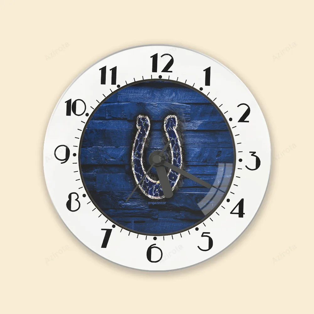 Indianapolis Colts Lava Horseshoe Wood Alarm Clock
