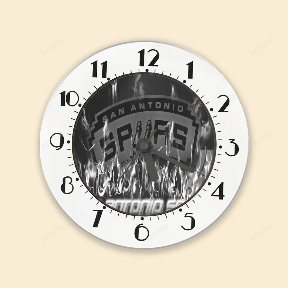 San Antonio Spurs Fire Black White Alarm Clock