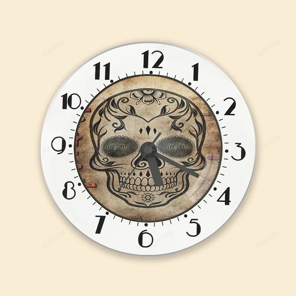 San Antonio Spurs Skull Brick Wall Alarm Clock