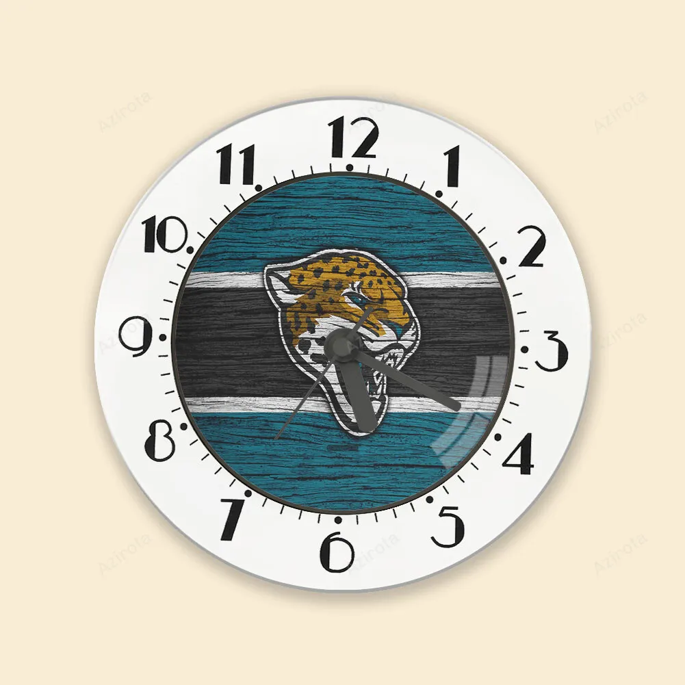 Jacksonville Jaguars Emblem Wooden Texture Alarm Clock