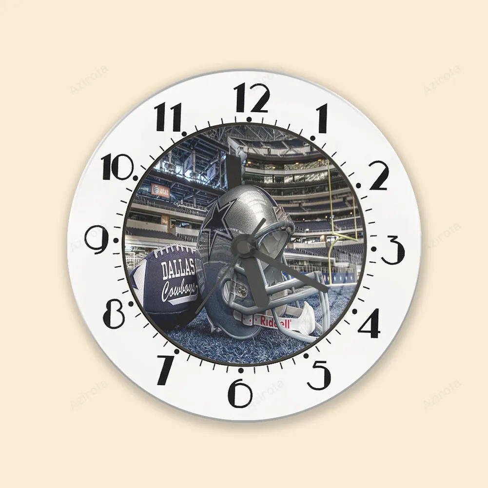 Dallas Cowboys Helmet On The Glass Alarm Clock
