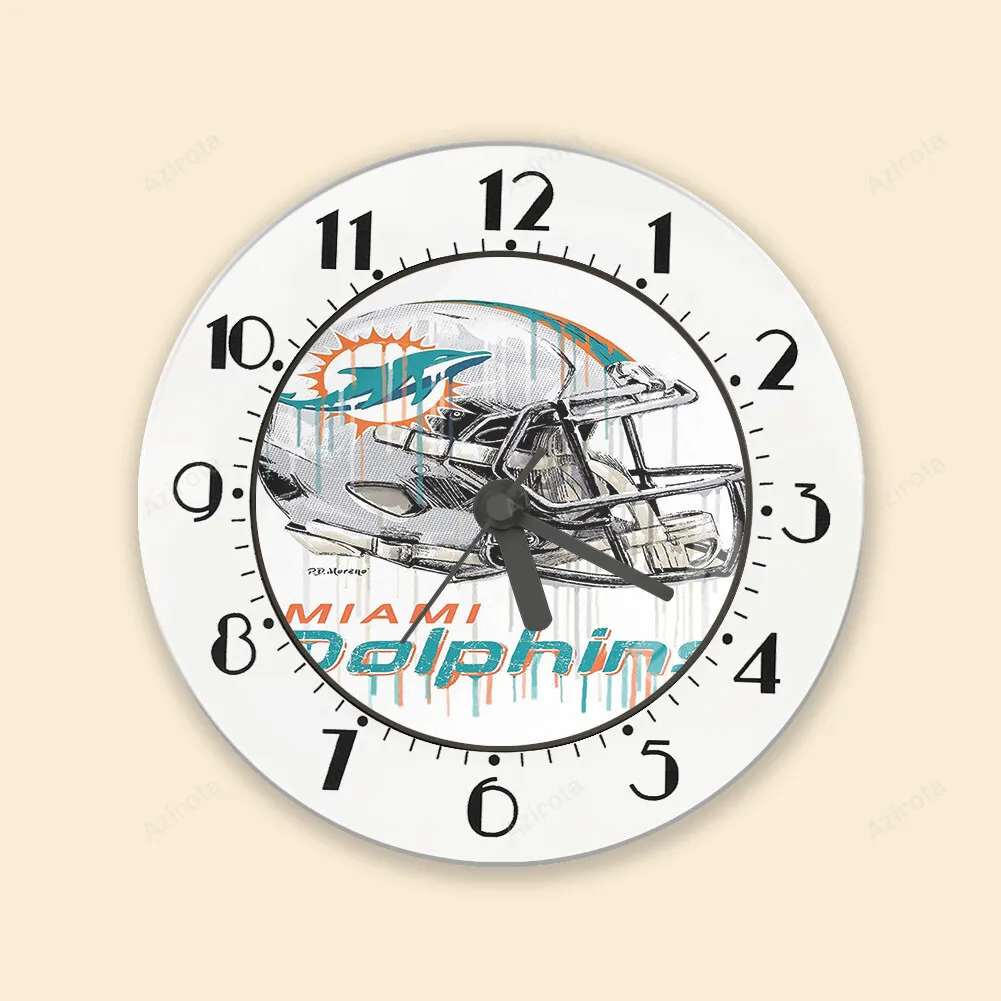 Miami Dolphins Helmet Art Alarm Clock