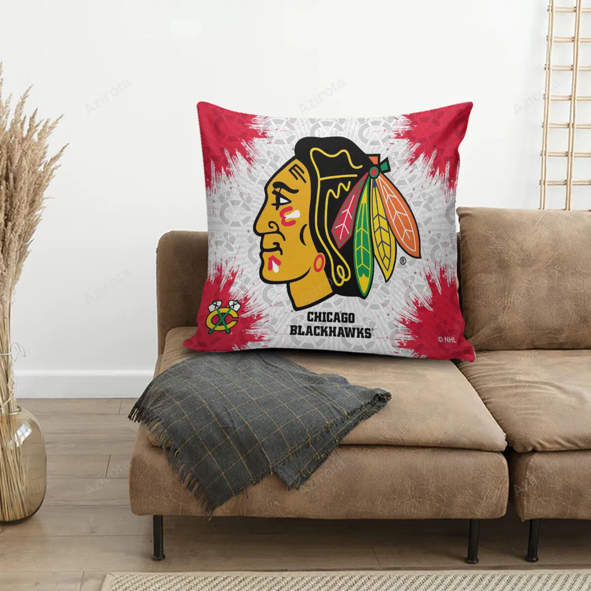 Chicago Blackhawks Emblem Brush Texture 3D Printing Pillowcase
