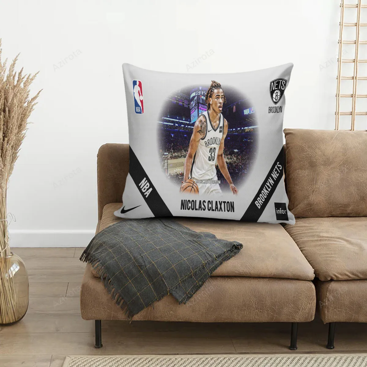 Brooklyn Nets Nic Claxton1 3D Printing Pillowcase