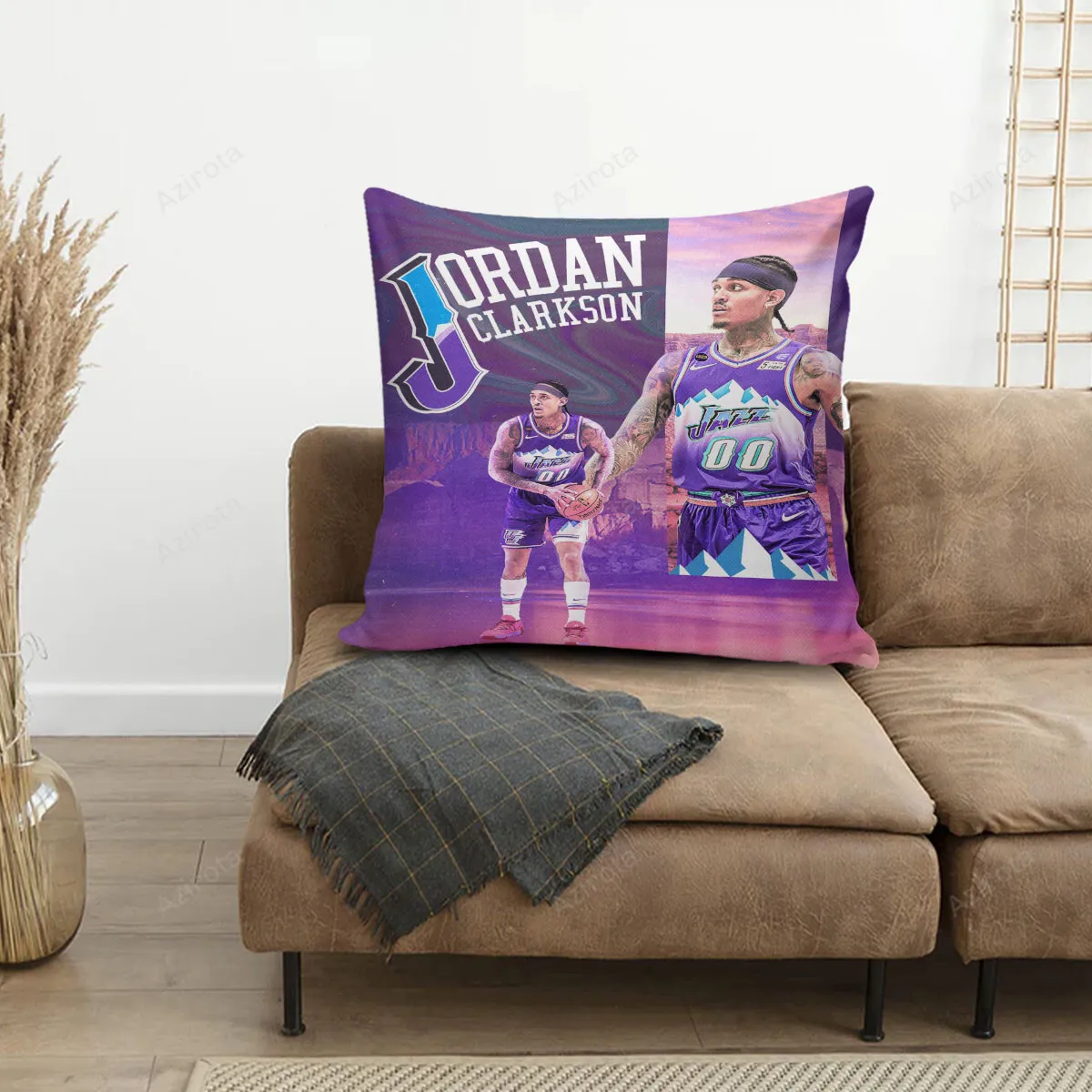 Utah Jazz 00 Jordan Clarkson v38 3D Printing Pillowcase