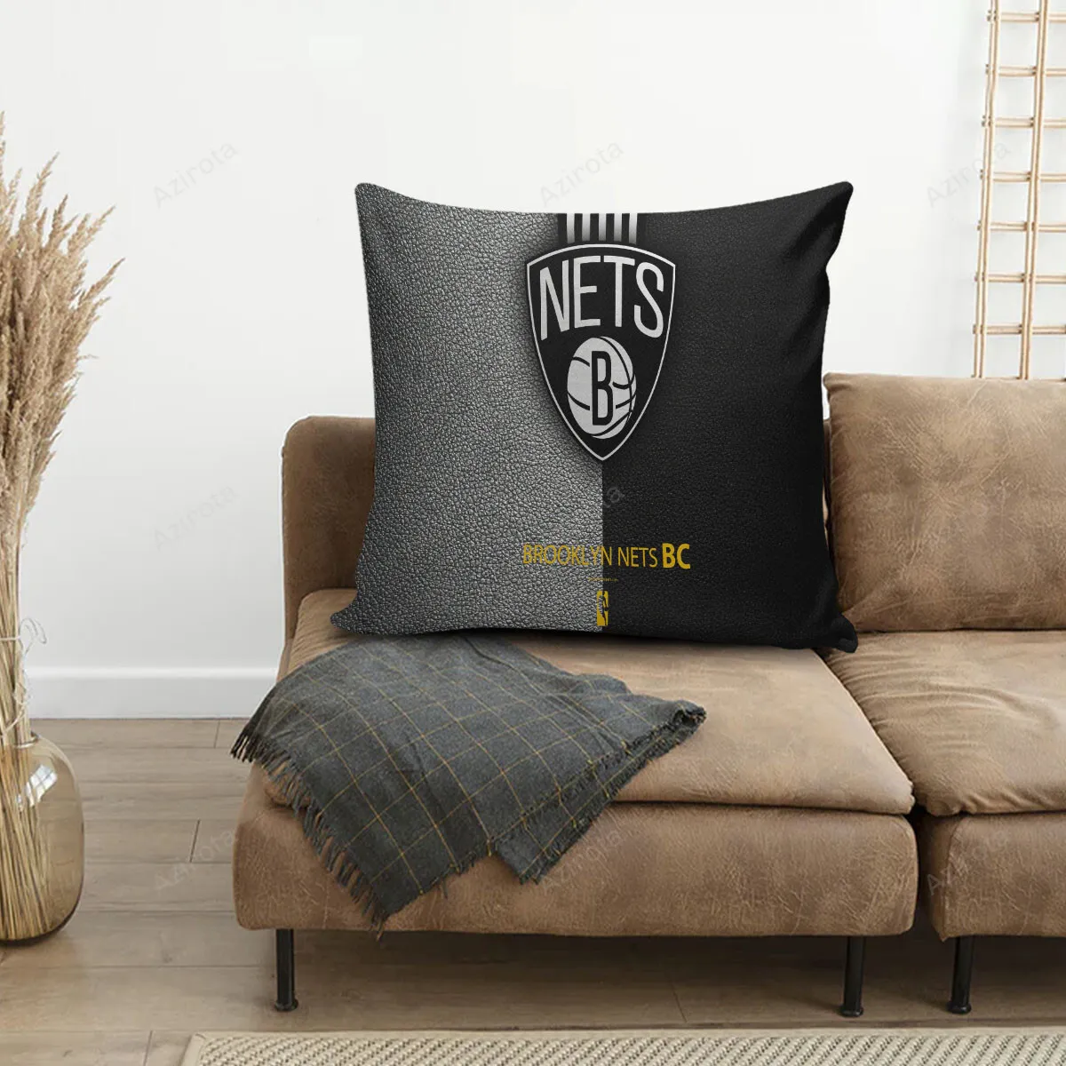 Brooklyn Nets Ball Black Leather 3D Printing Pillowcase