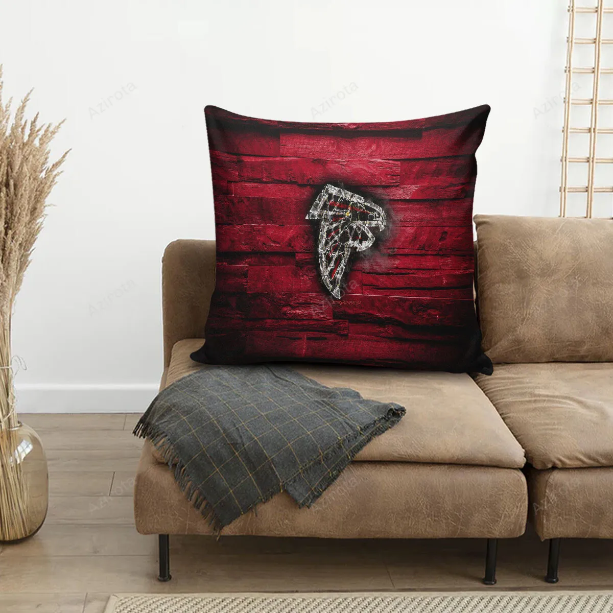 Atlanta Falcons Wooden Fire Texture 3D Printing Pillowcase