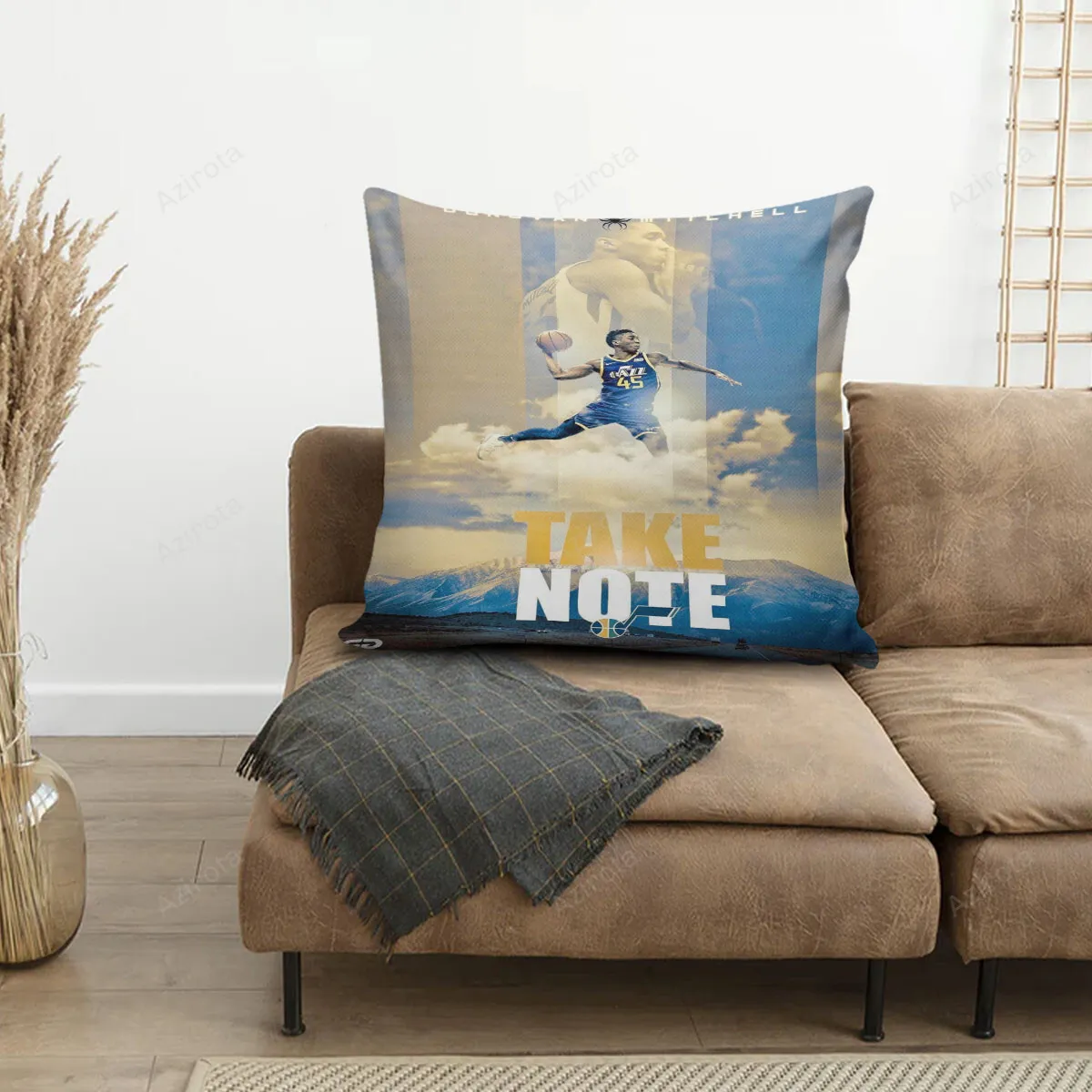Utah Jazz 45 Donova Mitchell v17 3D Printing Pillowcase