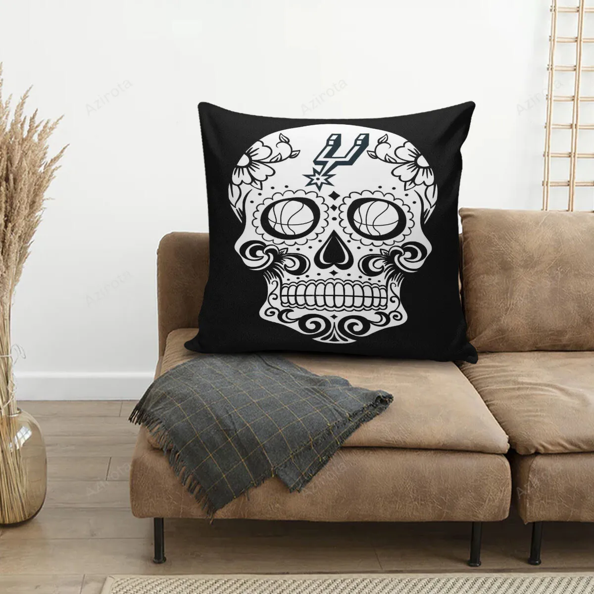 San Antonio Spurs Skull Black White 3D Printing Pillowcase