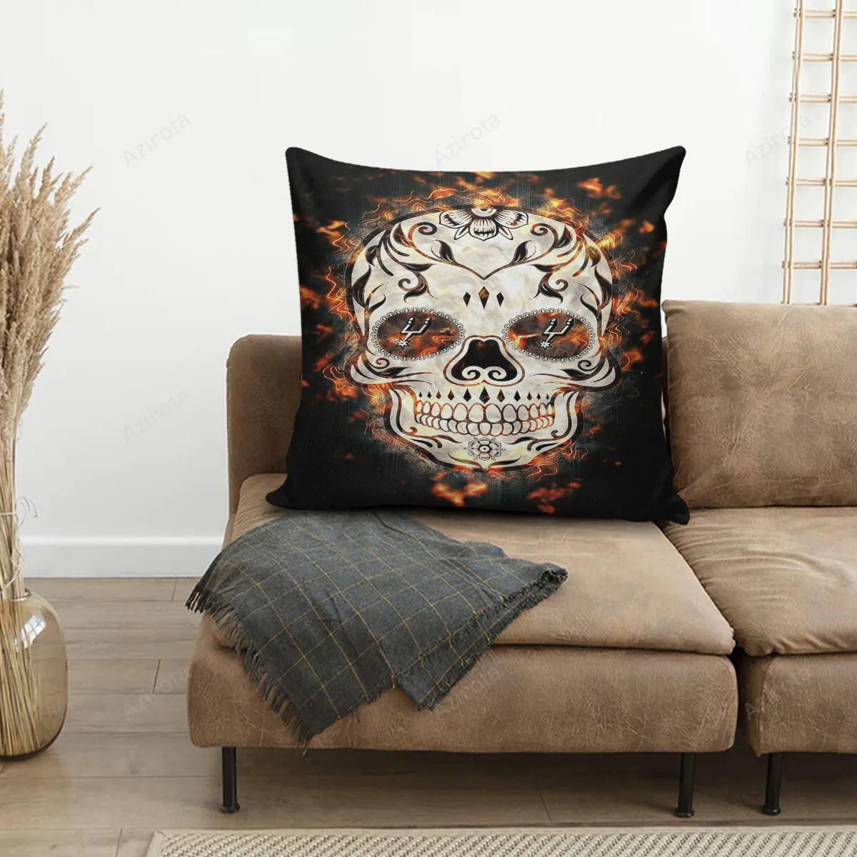 San Antonio Spurs Skull Fire 3D Printing Pillowcase