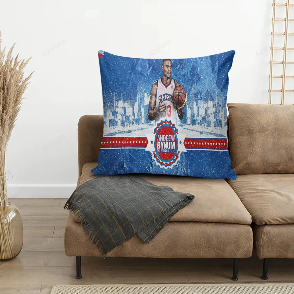 Philadelphia 76ers Andrew Bynum Painting City 3D Printing Pillowcase