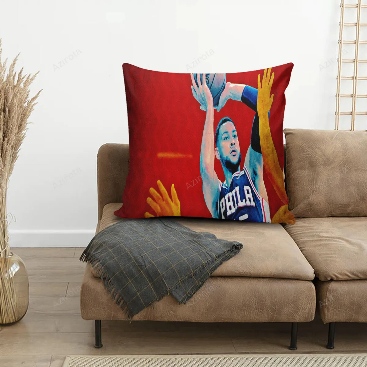 Philadelphia 76ers Ben Simmons Throwing Ball Red 3D Printing Pillowcase