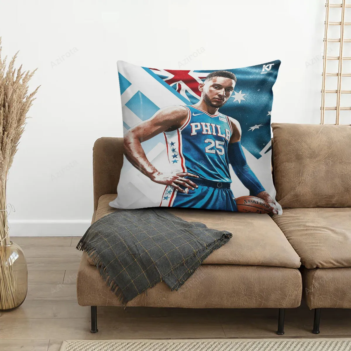 Philadelphia 76ers Ben Simmons Blue Flag 3D Printing Pillowcase