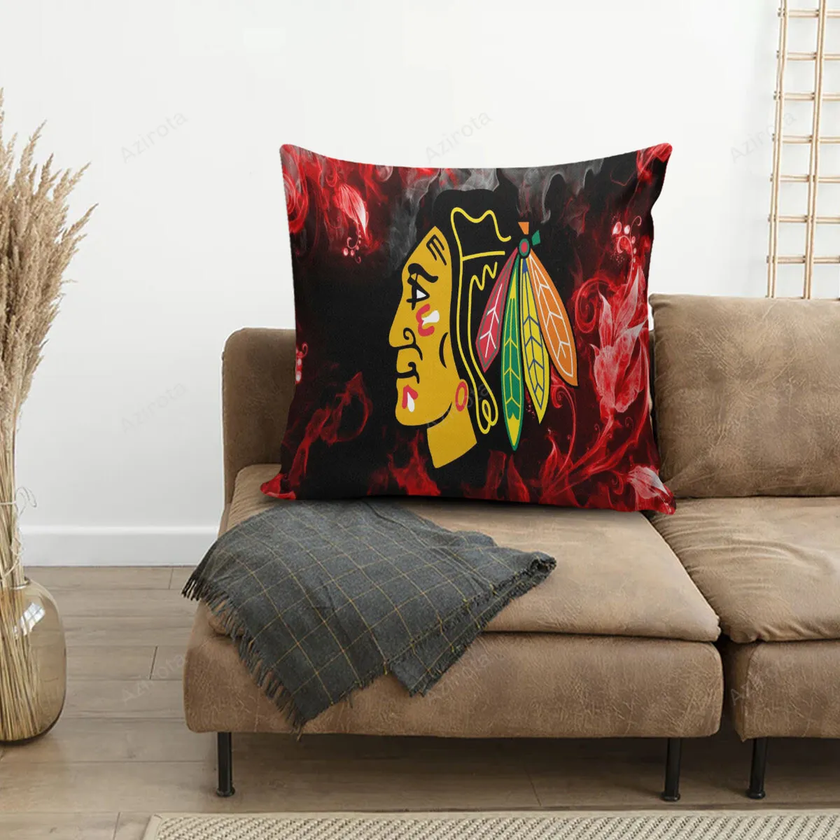 Chicago Blackhawks Emblem Floral Smoke 3D Printing Pillowcase