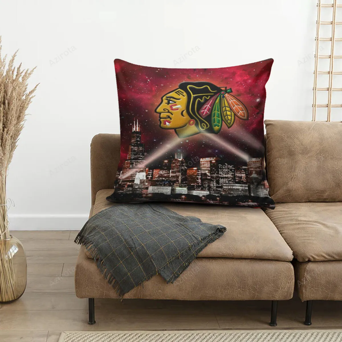 Chicago Blackhawks Emblem City Night 3D Printing Pillowcase