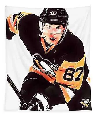 Sidney Crosby Pittsburgh Penguins Watercolor Strokes Pixel Art 167 Joe Hamilton Tapestry