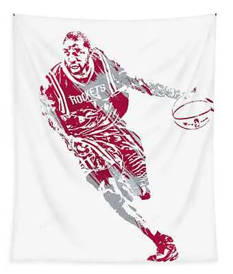 Tracy Mcgrady Houston Rockets Strokes Pixel Art 1 Joe Hamilton Tapestry