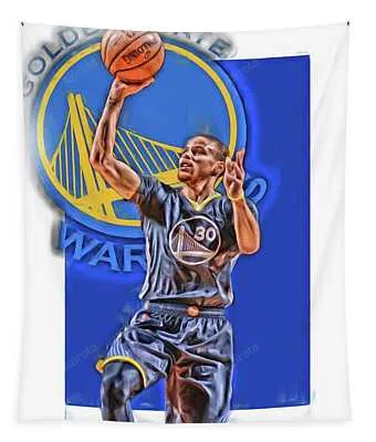 Stephen Curry Golden State Warriors Oil Art 2 Joe Hamilton Tapestry