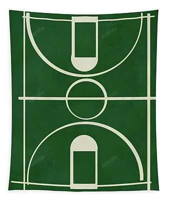 Milwaukee Bucks Pop Creation Basketball Court Art Joe Hamilton Tapestry