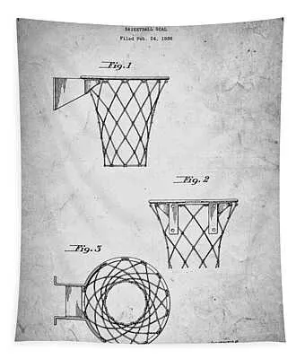 Vintage Basketball Hoop Patent Basic Paul Ward Tapestry