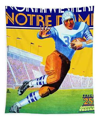Norte Dame Versus Northwestern 1930 Program Big 88 Artworks Tapestry