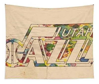 Utah Jazz Retro Poster Florian Rodarte Tapestry