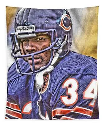 Walter Payton Chicago Bears Art Joe Hamilton Tapestry