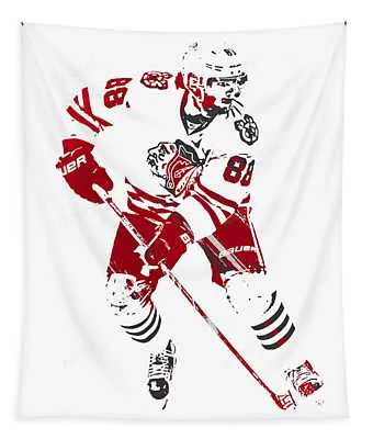 Patrick Kane Chicago Blackhawks Watercolor Strokes Pixel Art 2 Joe Hamilton Tapestry