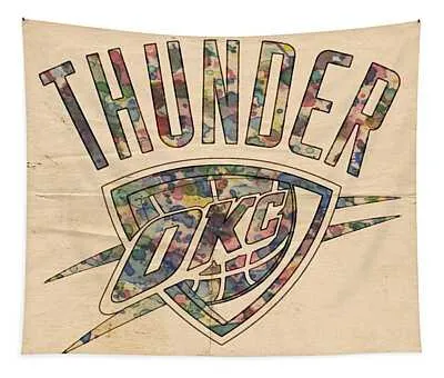 Oklahoma City Thunder Poster Art Florian Rodarte Tapestry