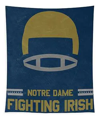 Notre Dame Fighting Irish Vintage Football Art Joe Hamilton Tapestry