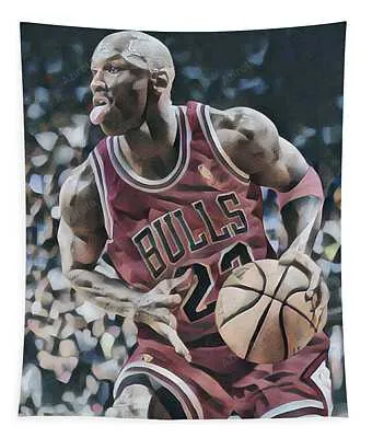 Michael Jordan Chicago Bulls Abstract Art 50 Joe Hamilton Tapestry