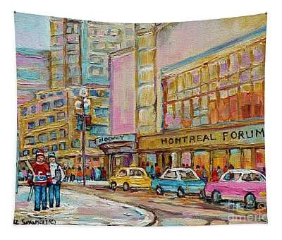 Montreal Forum Canadiens Hockey Landmark Vintage Scene Carole Spandau Carole Spandau Tapestry