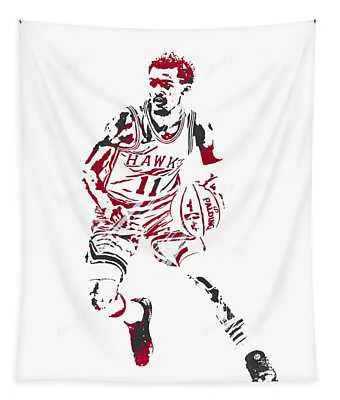 Trae Young Atlanta Hawks Watercolor Strokes Pixel Art 1 Joe Hamilton Tapestry